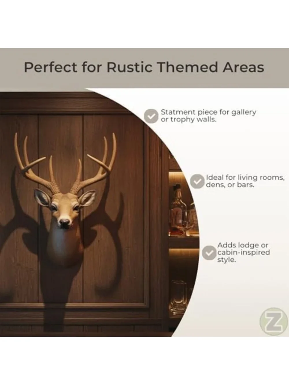 Faux Taxidermy Deer Head Wall Decor - Rustic Antler Sculpture for Cabin & Dining